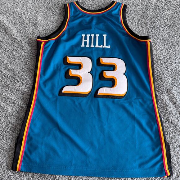 Authentic Mitchell & Ness Grant Hill Pistons 98-99 Away Teal Jersey Tailored 44 - Picture 7 of 13
